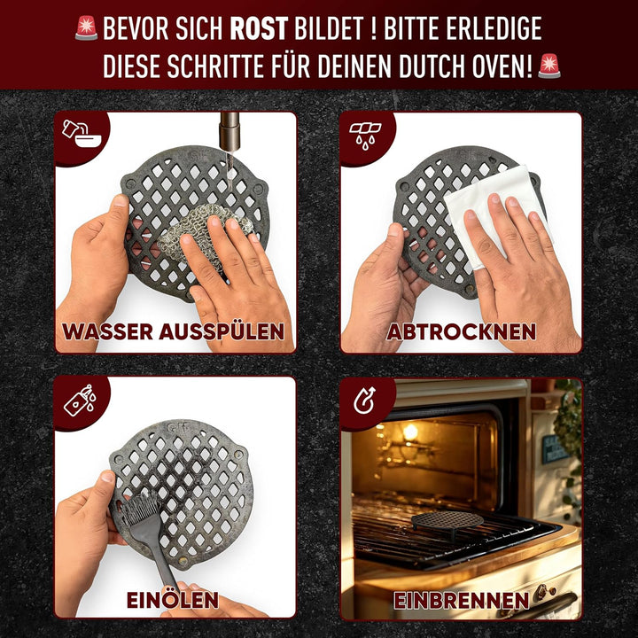 Gusseisen Stapelrost für 7 Liter Dutch Oven [Ø 22 cm]– Einsatz für Dutch Oven – Staple Grate – Gusse