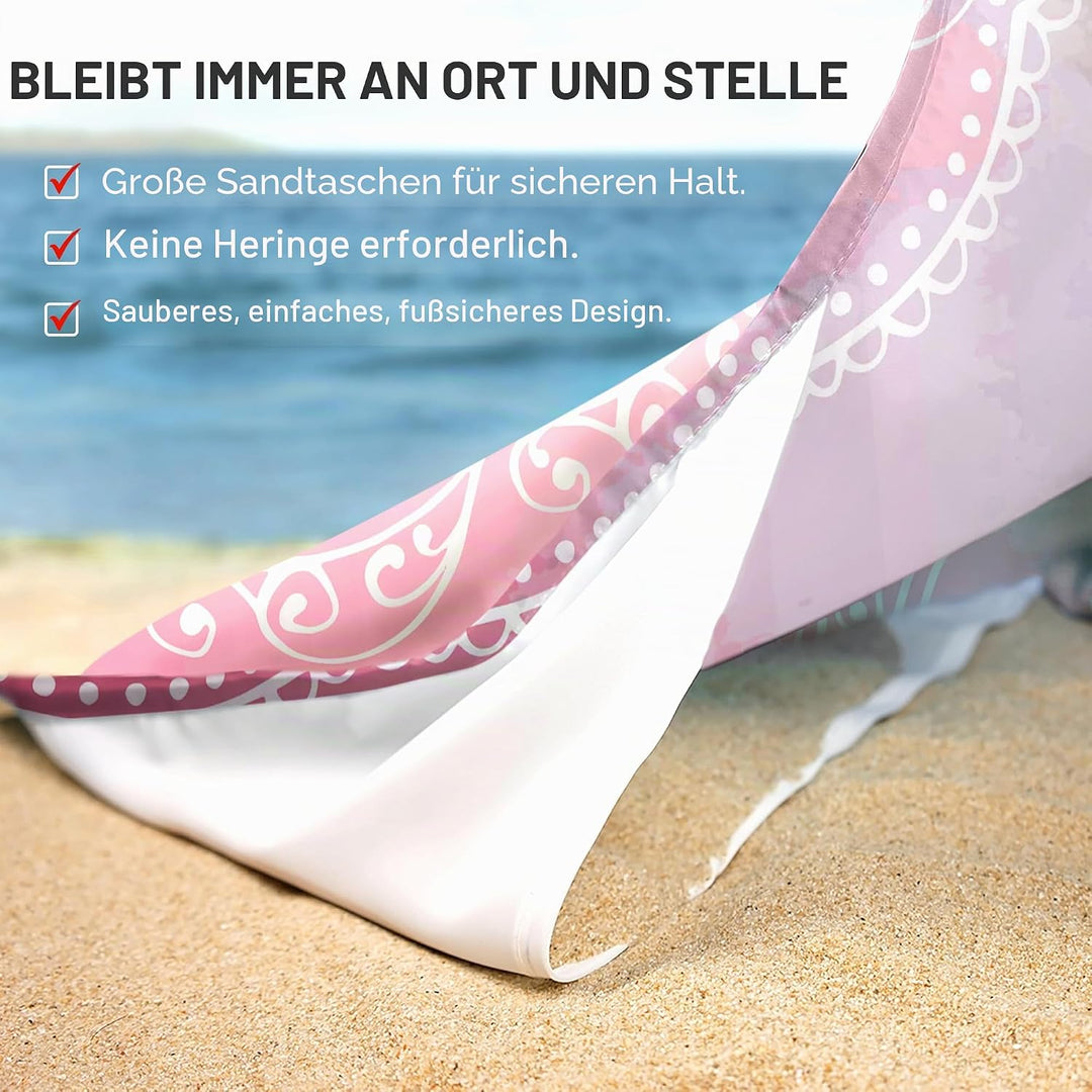 Sunlit - Design Stranddecke/Strandmatte 215 x 183 cm Blue Pink Mandala, 215 x 183 cm Blue Pink Manda