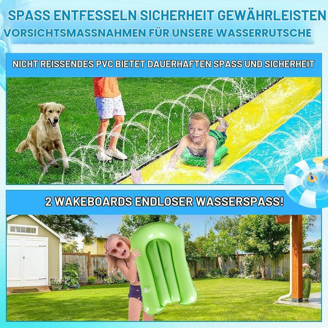 Wasserrutsche Garten 15.8ft/480cm,Doppelrutsche mit Eingebautem Sprinkler