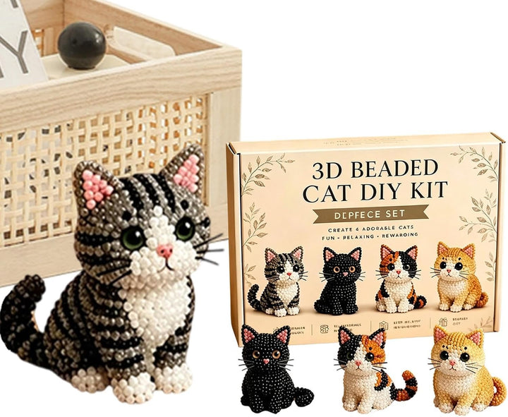 3D-Katzenperlen-Set, DIY-Tier-Perlen-Bündel, lustiges handgefertigtes Bastelprojekt mit einfachem Ba