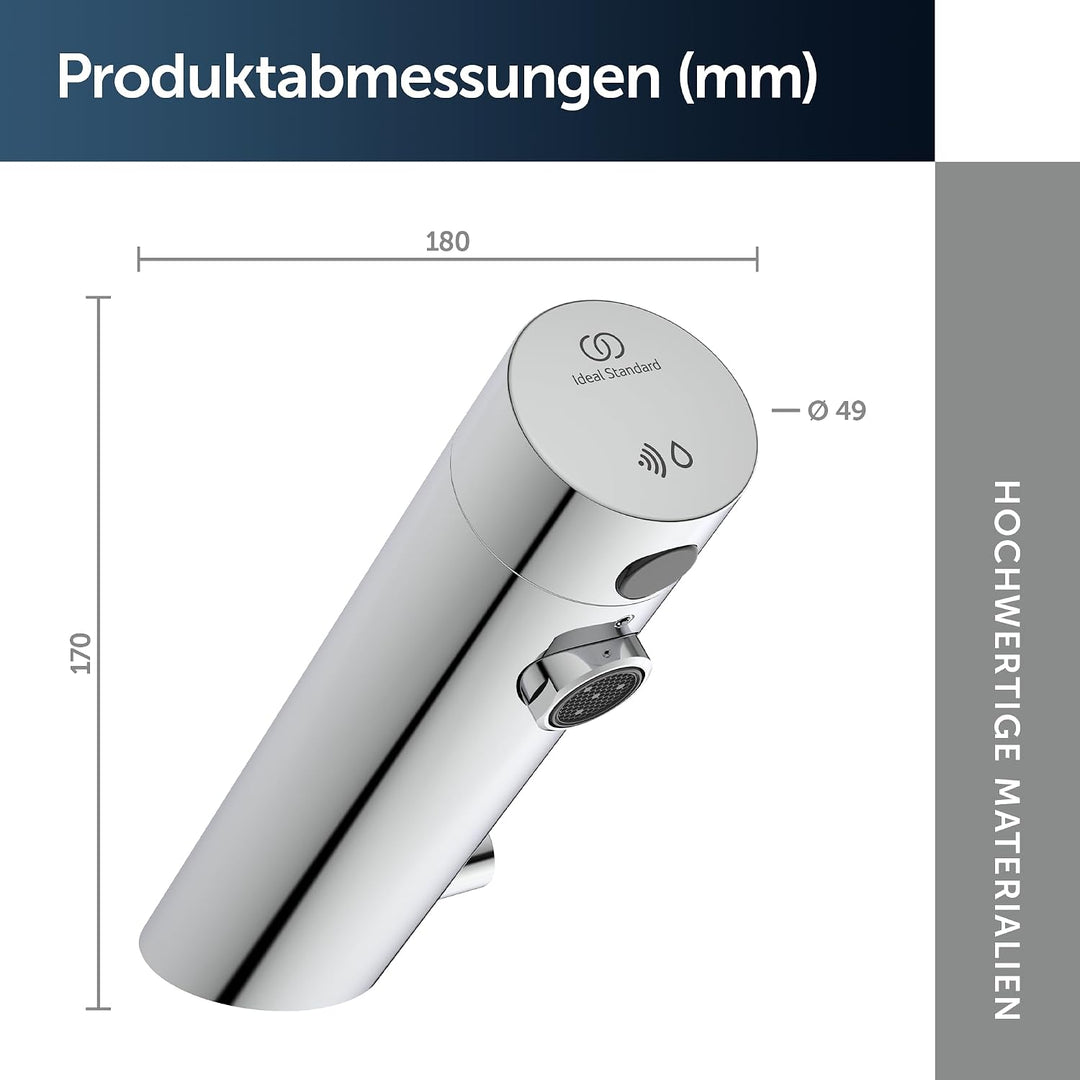 Ideal Standard A7559AA Sensorflow Sensor-Waschtischarmatur Kalt- / Warmwasser Batterie Chrom, Kalt-