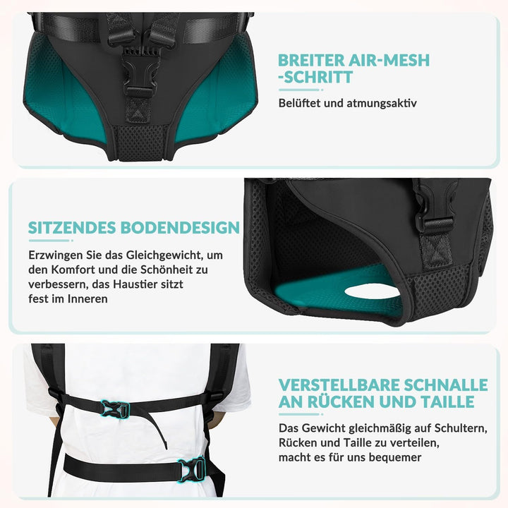 Nasjac Hunderucksack, Verstellbarer Frontträger für Haustiere, Beine draussen &amp; einfach anzupassen &amp;