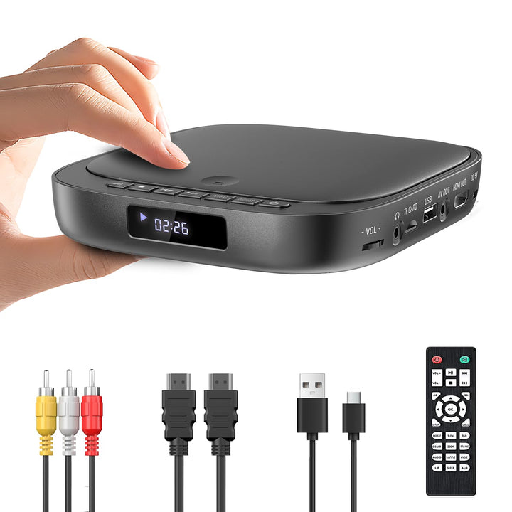 Desobry DVD Player für Fernseher, HD 1080p DVD-Player, Region Free DVD Player Mit USB/TF-Karteneinga