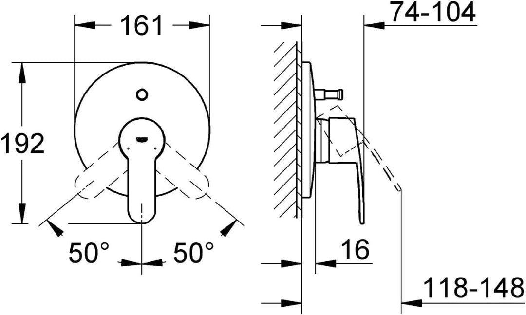 GROHE Eurostyle C Einhand-Wannenbatterie Fertigmontageset für Unterputzkörper (35501000) 19506002, S