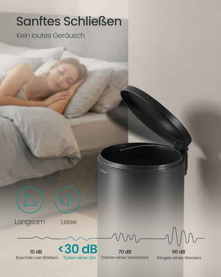 SONGMICS Mülleimer Küche, mit Deckel, Softclose, Schwarz, 20 L Schwarz 20 L, Schwarz 20 L