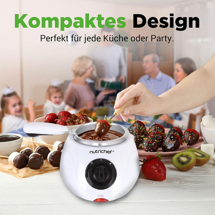 NutriChef Schokoladenfondue-Set – elektrischer Schokoladenschmelzer, Schokoladenfondue
