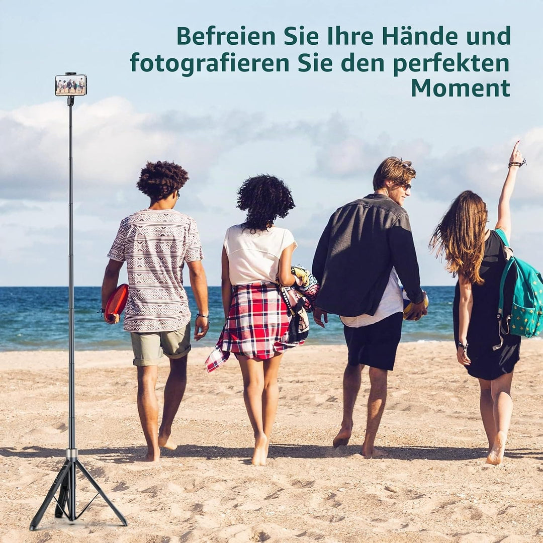 ATUMTEK 165 cm Selfie-Stick, Selfie-Stick mit Abnehmbarer Bluetooth-Fernbedienung, Stativ für Smartp