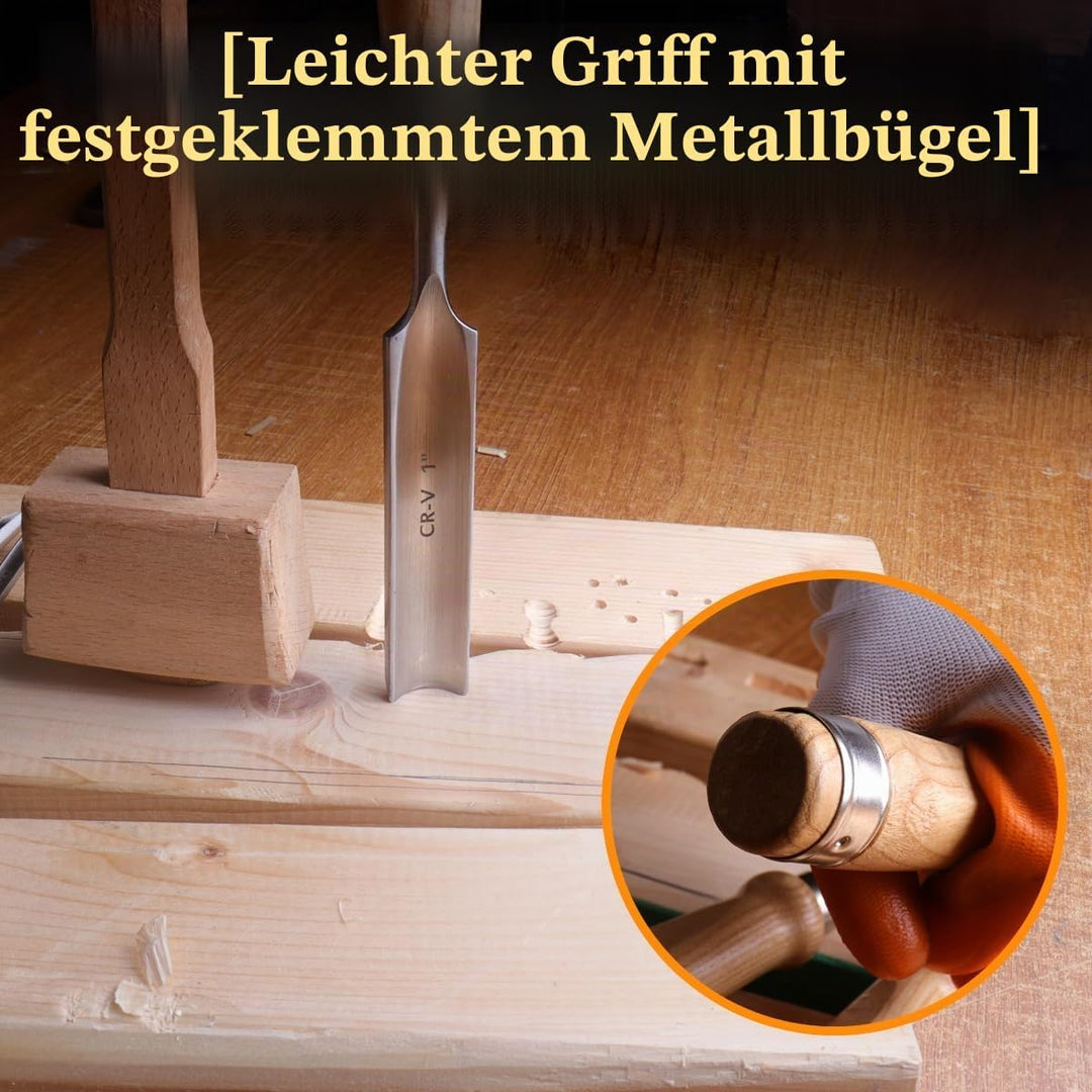 ATOPLEE 4 Stück Stechbeitel Set für Holz,Holz Meissel Werkzeug Schreiner Hohlbeitel CR-V Stahl halbk