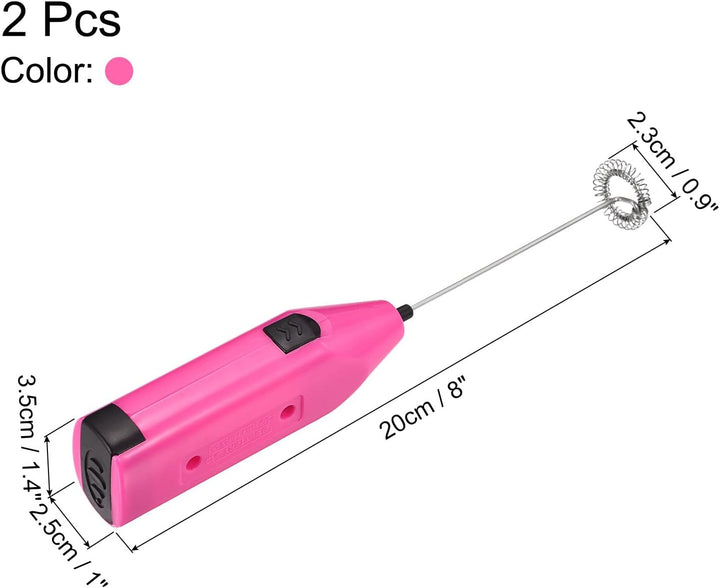 sourcing map 2 Stk Milchaufschäumer Elektrisch Stab Schneebesen Mini Rosa, Rosa