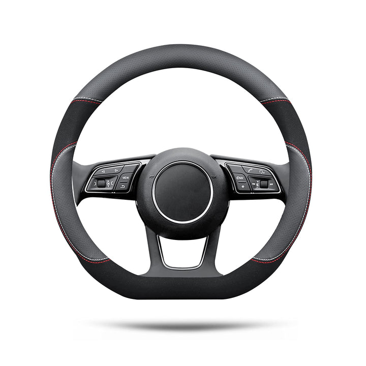 Ergocar D-Form Auto Lenkradbezug Rutschfester Auto Sport Lenkradschutz Mikrofaser Leder mit Atmungsa