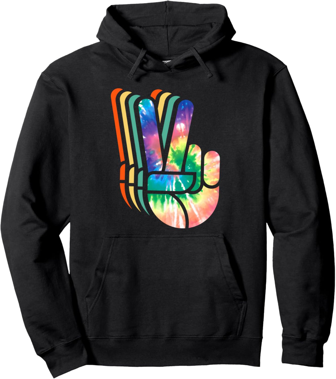 Retro Peace Love 60er 70er Hippie Krawattenfarbe Pullover Hoodie