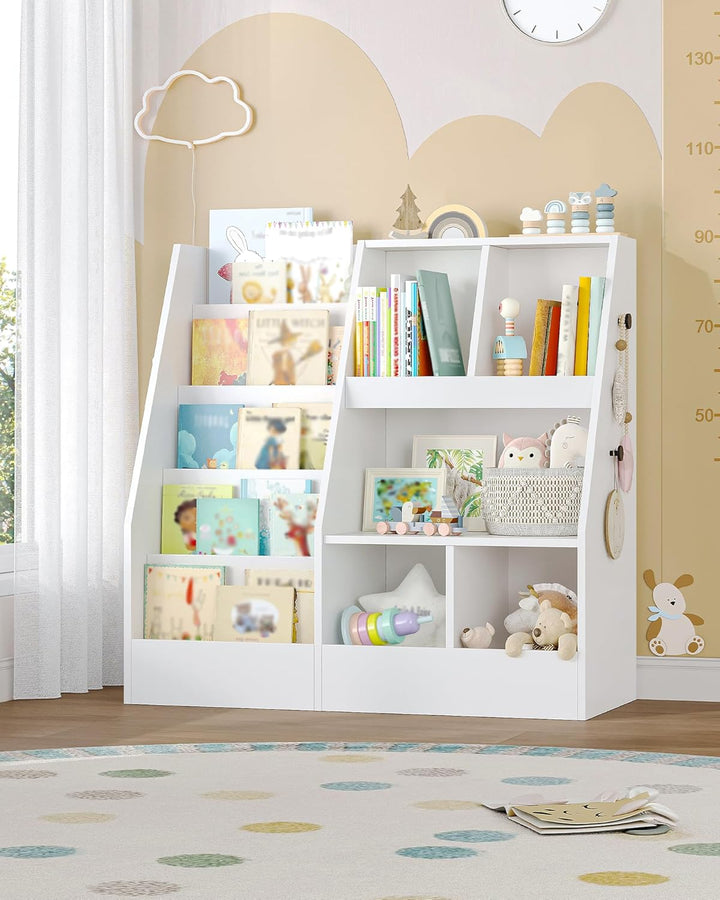 Hzuaneri Kinderregal, Spielzeugregal mit 5-Regalebenen und 5 offene Fächer, Kinderbücherregal, Kinde