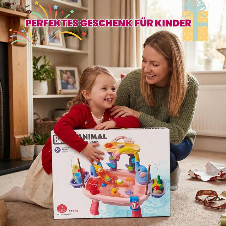 Wasserspieltisch Kinder Angelspiel, elektrischer Wasserumlauf Rosa Pink, Pink