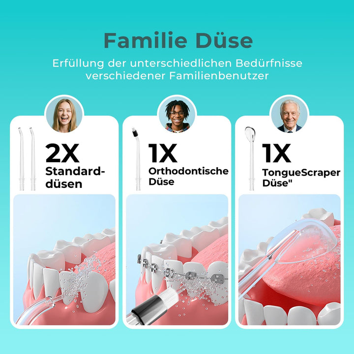 LED-Anzeige 5 Modi Zahndusche &amp; 6 Düsen Schwarz, Schwarz
