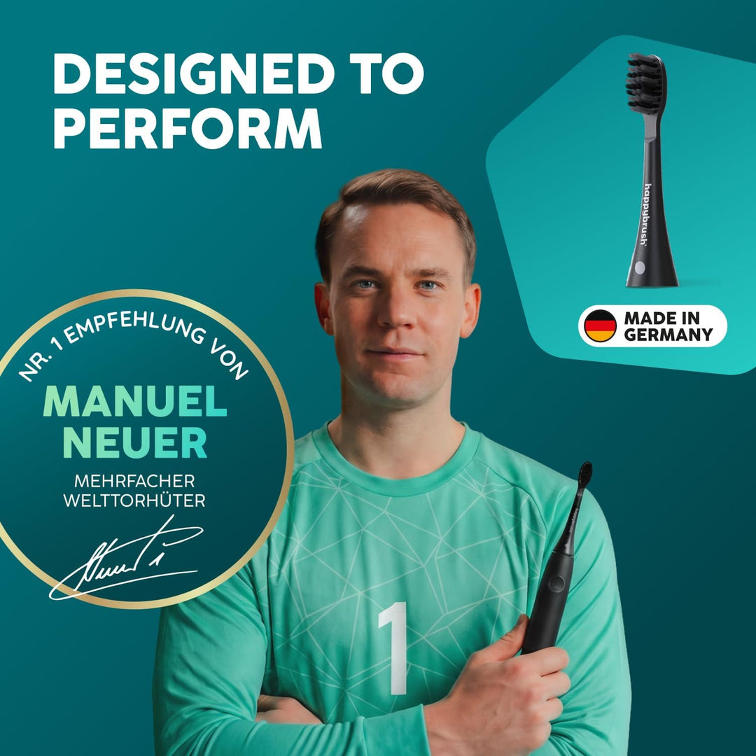 happybrush® Nachhaltige Aufsteckbürsten für elektrische Schall-Zahnbürste Eco VIBE 3 - Allblack - 3x