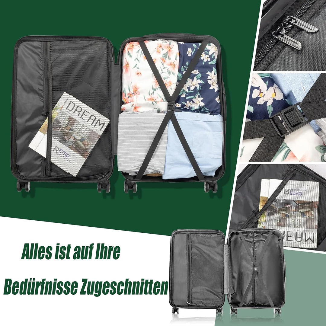 LALAHO Kofferset 3/4/5 teilig, Reisekoffer Set mit Kosmetikkoffer, Hartschalen Koffer Set aus ABS, G