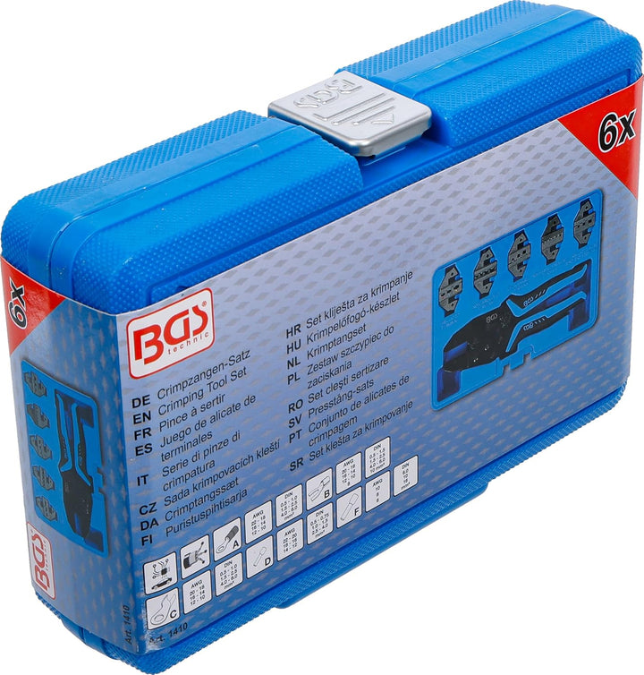 BGS 1410 | Crimpzangen-Satz | mit 5 Paar Backen | Ratschenautomatik | nachstellbare Sperrvorrichtung