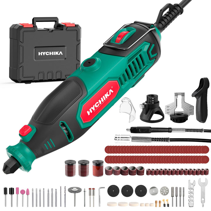 HYCHIKA Rotationswerkzeug-Set mit Kettensägenschärfer, 150 W, kabelgebundenes Drehwerkzeug, 7 variab