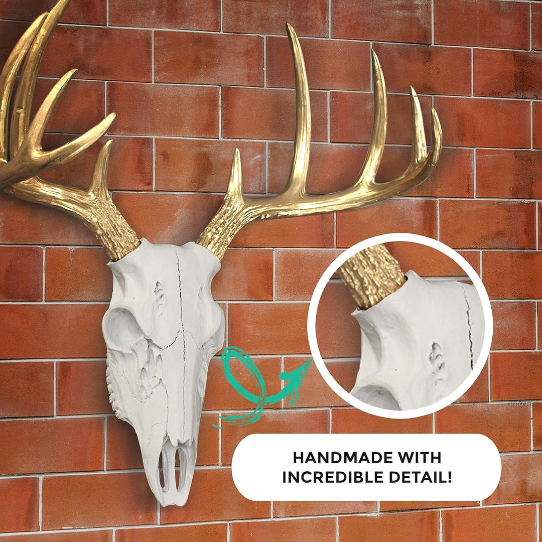 WALL CHARMERS Mini-Taxidermie-Kopf, Hirschkopf, 40,6 cm, handgefertigt, Landhaus-Dekoration Mini Wei