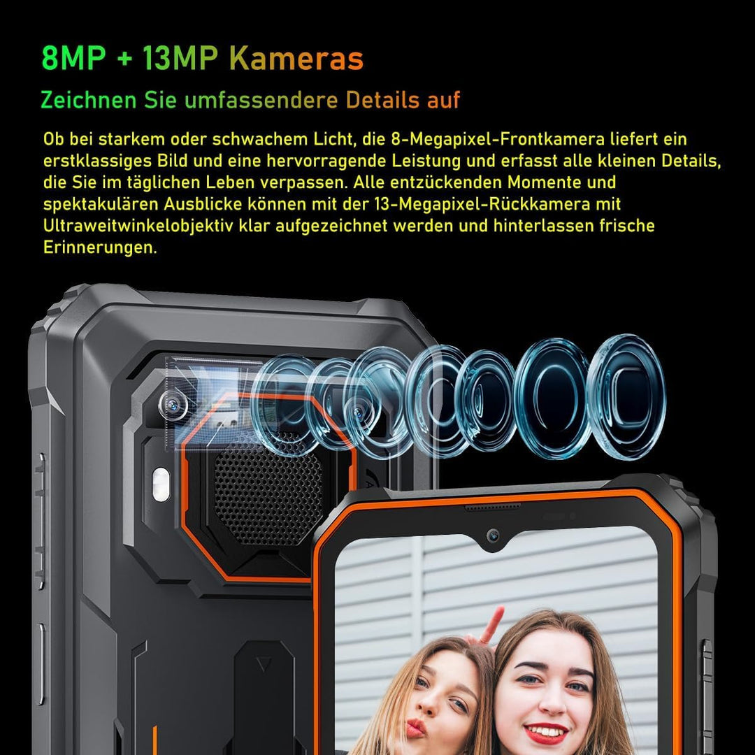 Blackview BV6200 Pro 13000mAh Outdoor Handy Ohne Vertrag Android 14,18GB+128GB Outdoor Smartphone Wa
