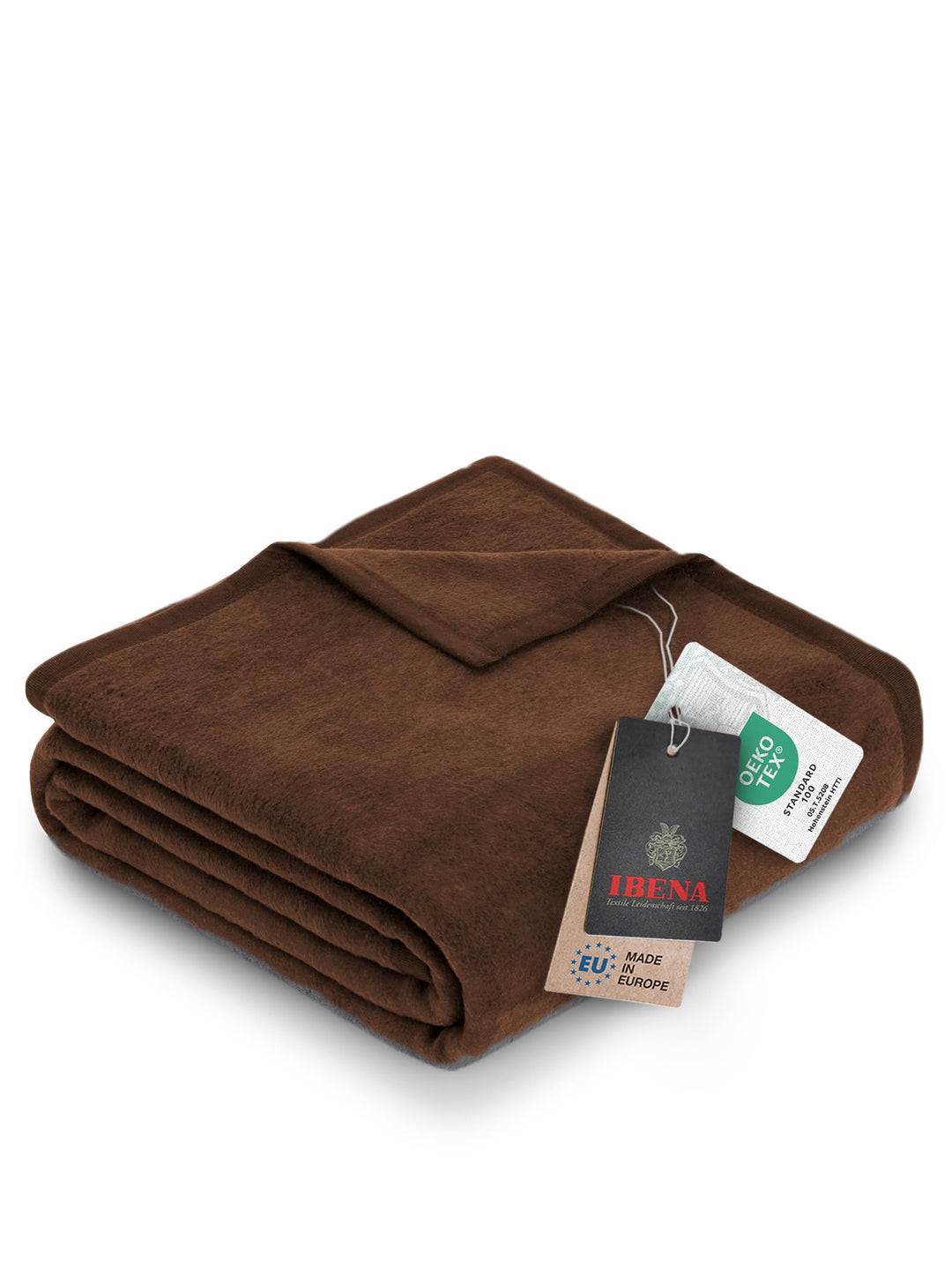 Ibena Porto XXL Decke 180x220 cm – Baumwollmischung weich, warm &amp; waschbar, Tagesdecke braun einfarb