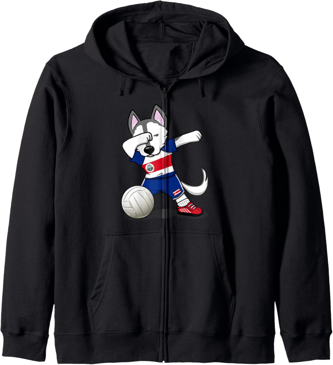 Dabbing Husky Hund Costa Rica Volleyball - Costa Rica Flagge Kapuzenjacke