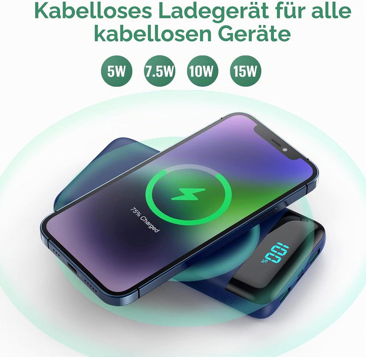 Wireless Powerbank Schnellladen 26800mAh, Power Bank 25W PD3.0+QC4.0, 15W Wireless Charger Powerbank
