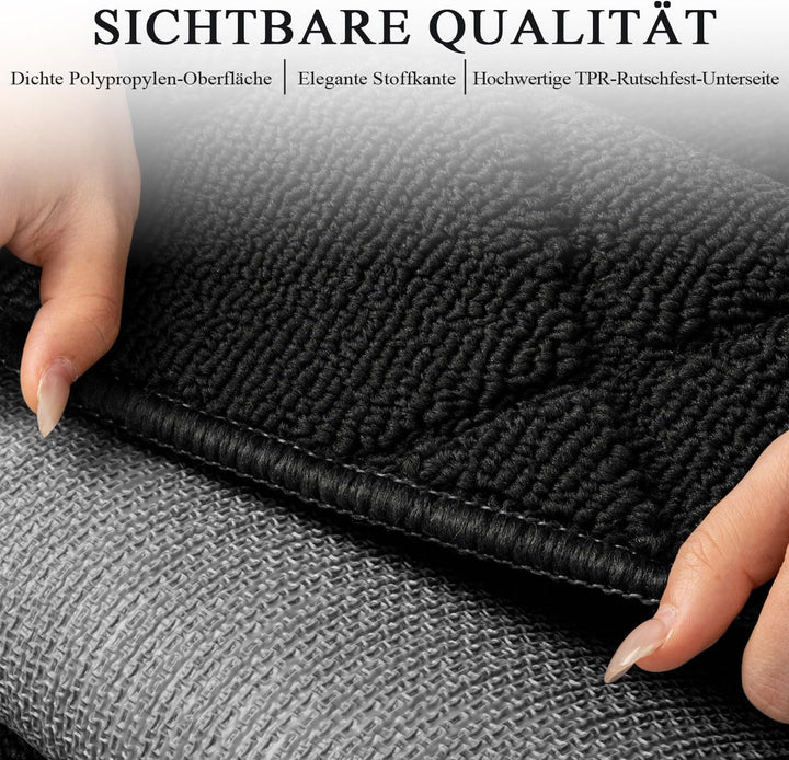 Biscpro Schmutzfangmatte Innen,rutschfest Eingang Fussmatte,80x120cm,Schwarz Schwarz Rechteckig 80 x