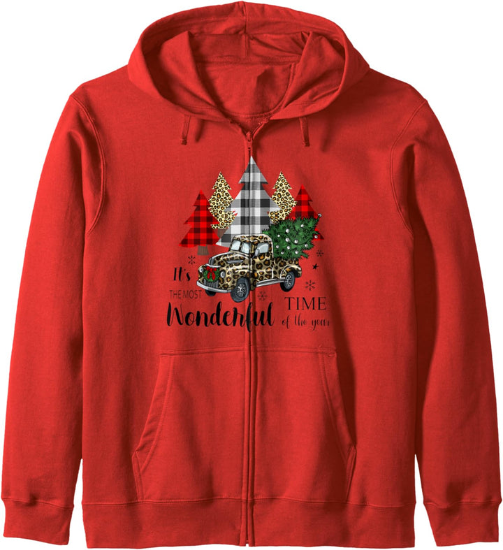Leopard Print Truck Weihnachtsbaum Nette Frauen Weihnachten Kapuzenjacke