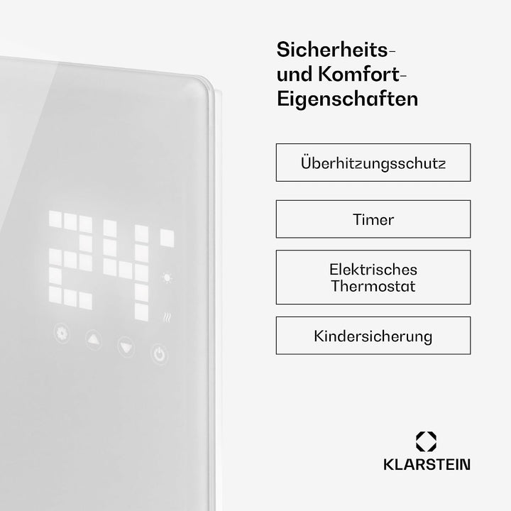 Klarstein Elektroheizung, Konvektor-Heizung mit Bodenrollen, Mobile Elektroheizung Energiesparend, S