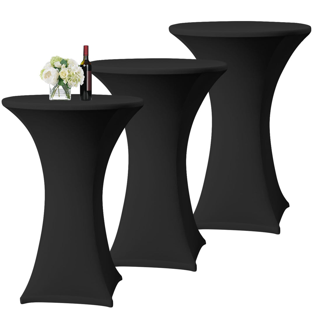 3er-Set Schwarz Stretch Stehtisch Husse für Bistrotisch Ø 60-65 cm Spandex Stretch Tischdecke, Verst