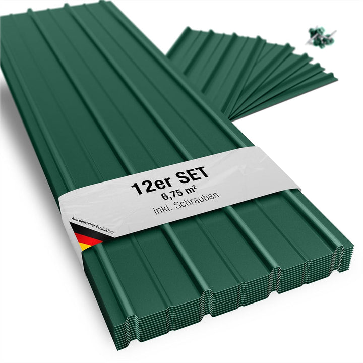 SMART 12 Stück Trapez-Abdeckblech Profilblech Premium-Blech Stärke 0,4 mm 125 x 45 cm 6,75 m² inkl.