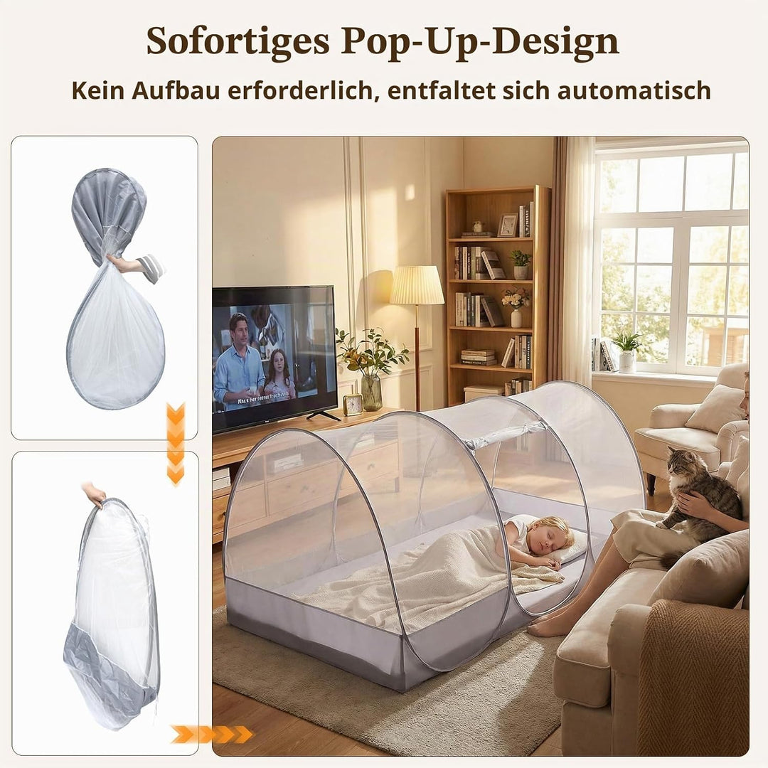Pop-up Moskitonetz, 190 x 90 x 90cm Ultraleichtes Faltbares Moskitonetz für Outdoor Indoor, Gross Tr