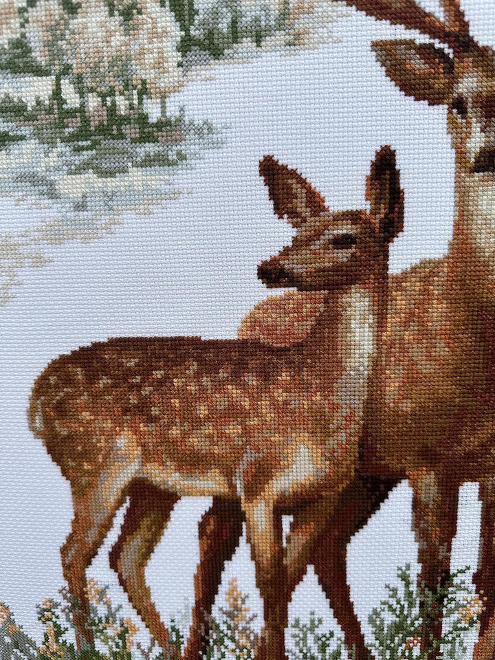 Riolis Kreuzstich-Set Hirsche, Baumwolle, Mehrfarbig, 40 x 50 x 0.1 cm
