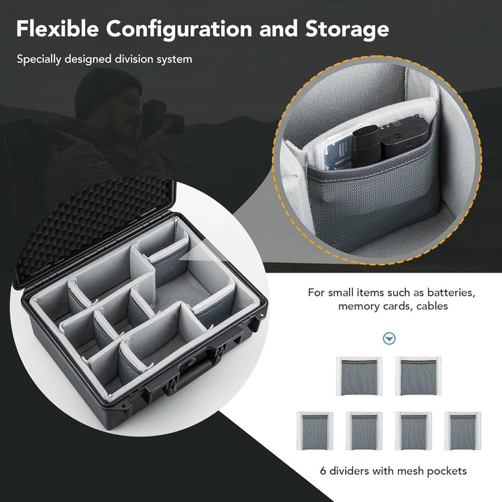Lykus PVC1 Wasserdicht Koffer Tasche Case mit gepolsterten Trennwänden für Kameras, Objektive, Dual