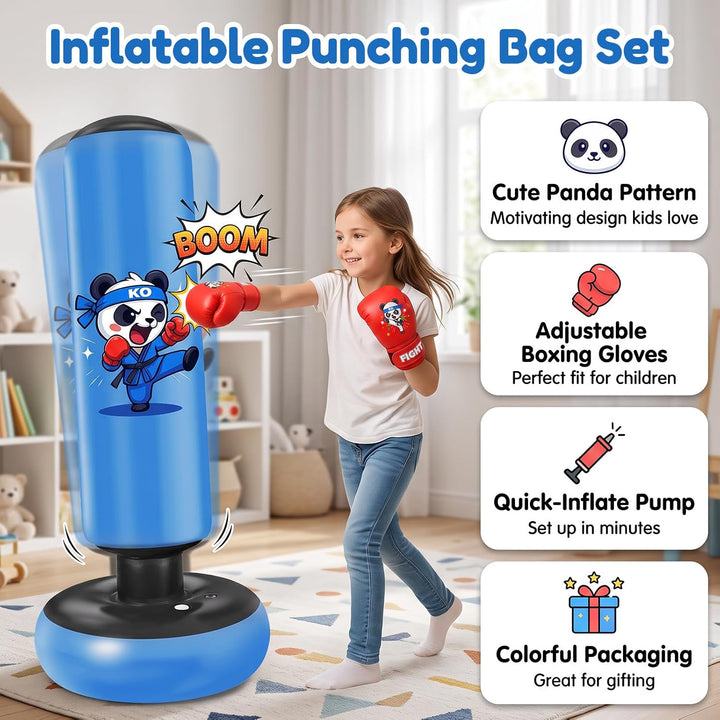 Ninonly Boxsack Stehend 130cm für Kinder mit Handschuhen und Pumpe