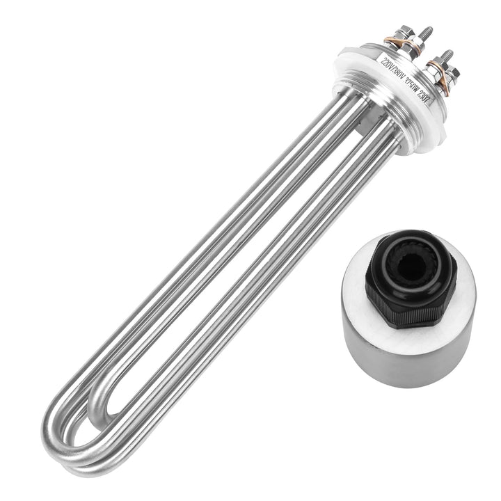 DERNORD Heizstab 220V 3750W 1-1/2 Zoll Heizelement 3U Typ Warmwasserbereiter BSP Edelstahl Flansch,