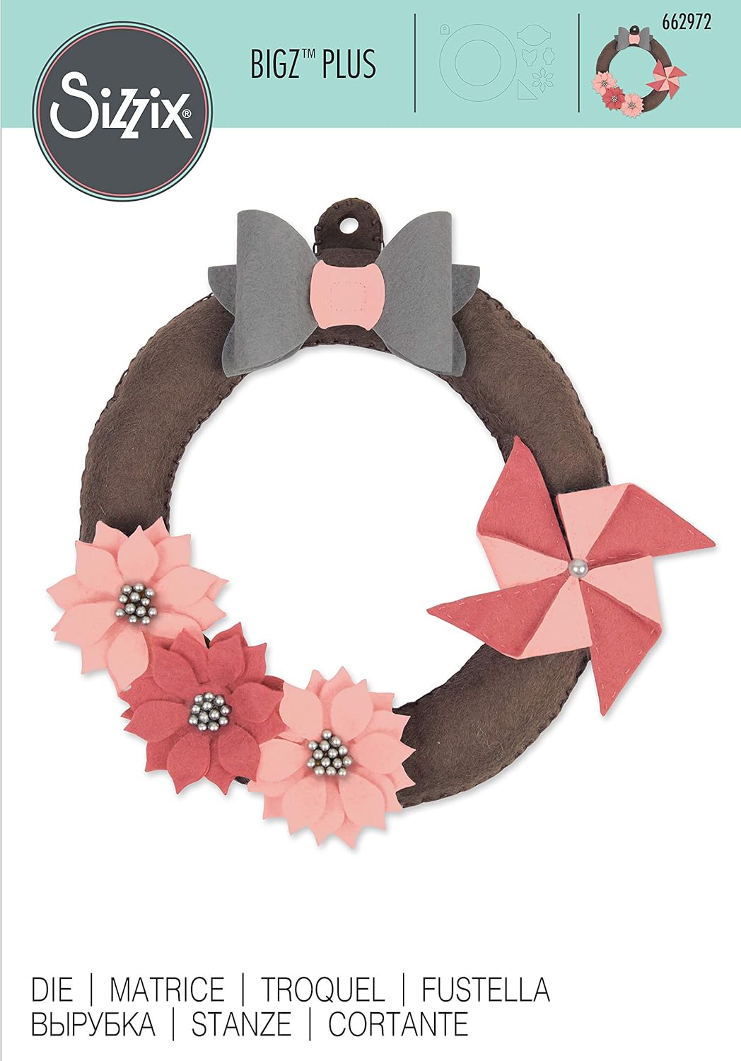 Sizzix 662972 Hängender Kranz Stanzschablone, Mehrfarbig, Eine Grösse