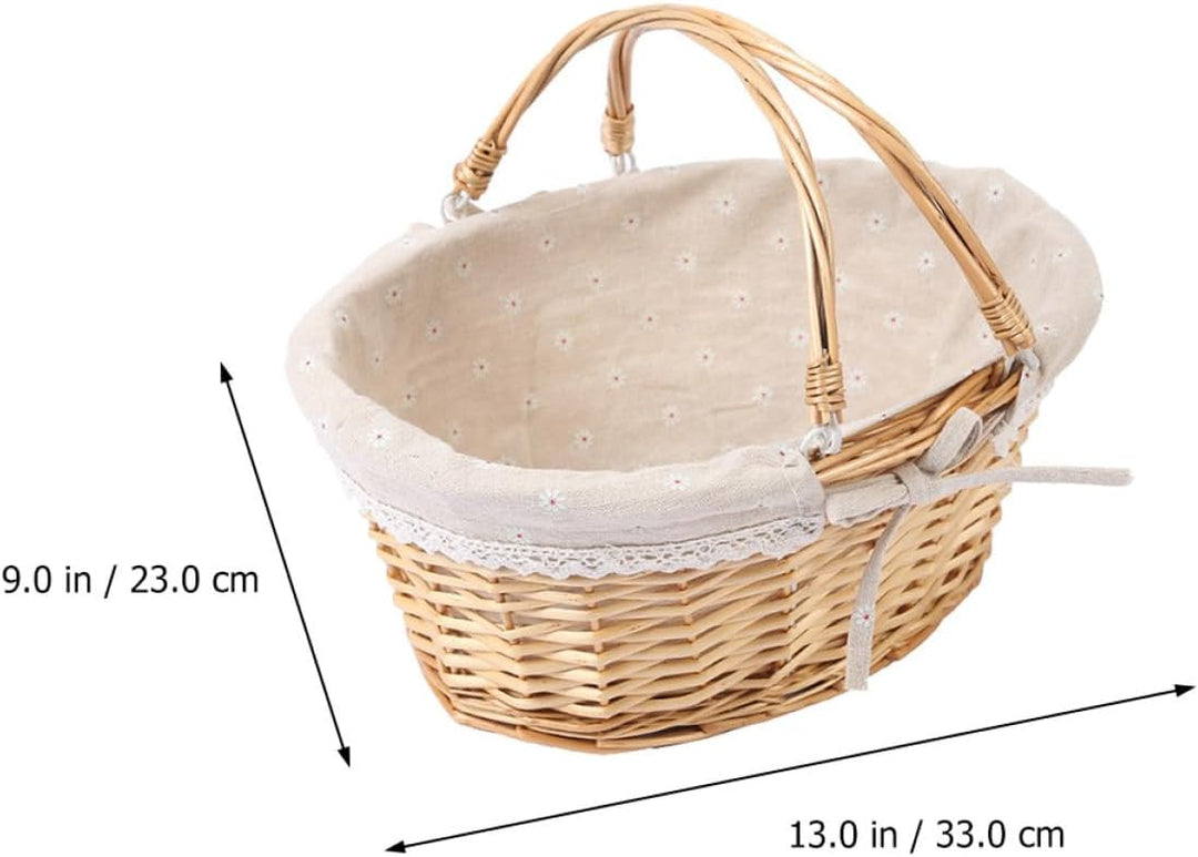 BESTonZON Mehrzweck-Weidenkorb Mit Griff – Ovaler Picknickkorb Aus Weide Aufbewahrungskorb Für Hochz