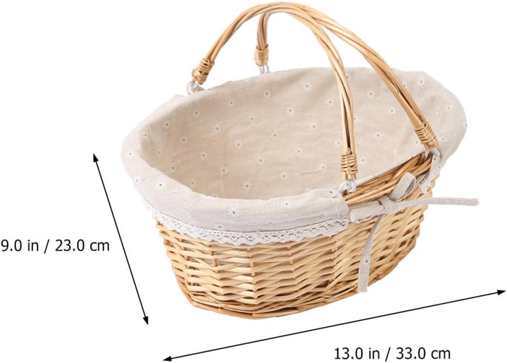 BESTonZON Mehrzweck-Weidenkorb Mit Griff – Ovaler Picknickkorb Aus Weide Aufbewahrungskorb Für Hochz