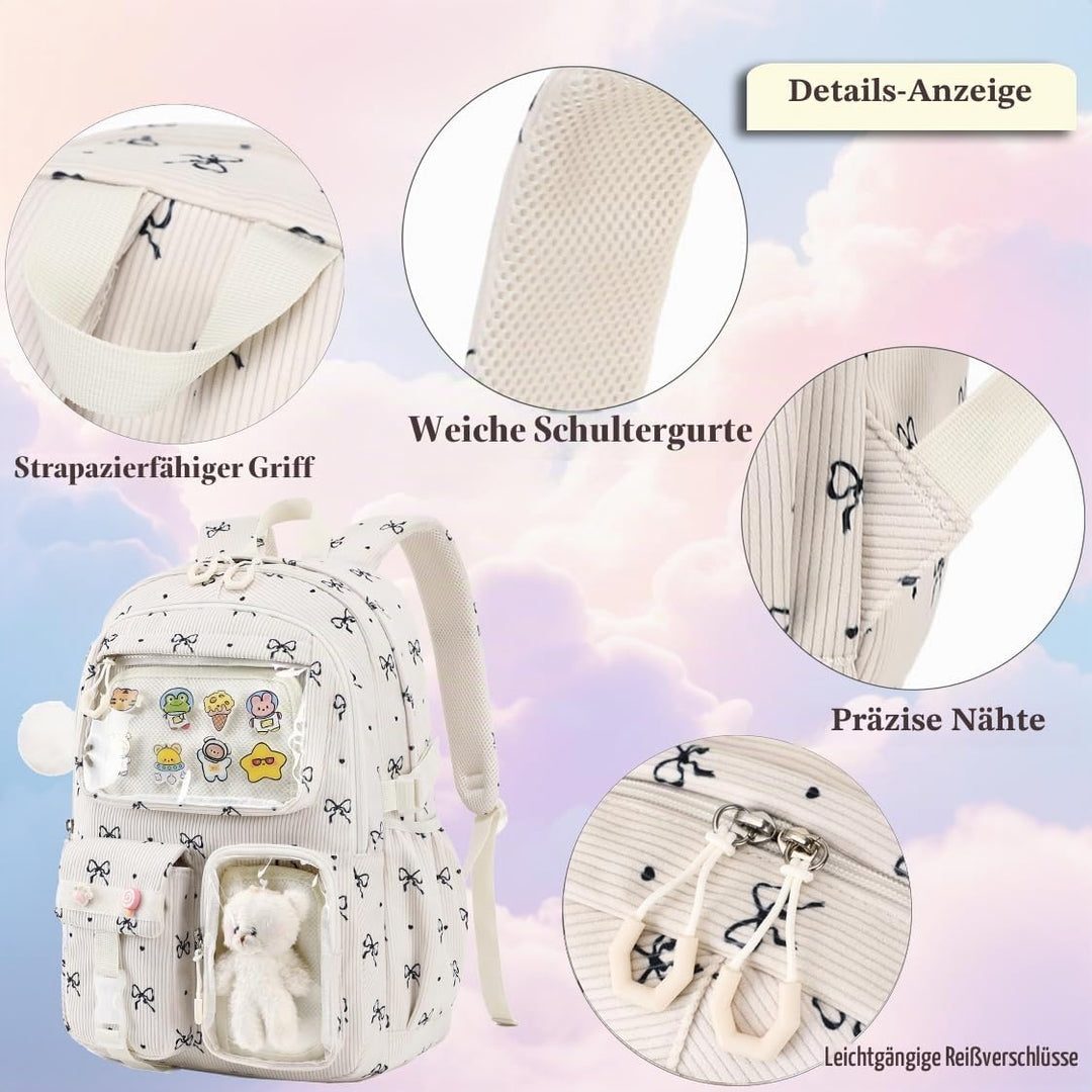 Kimwadalh Rucksack Kinder Mädchen Schulrucksäcke 3TLG. Schultaschen-Sets Grundschule Kinderrucksack