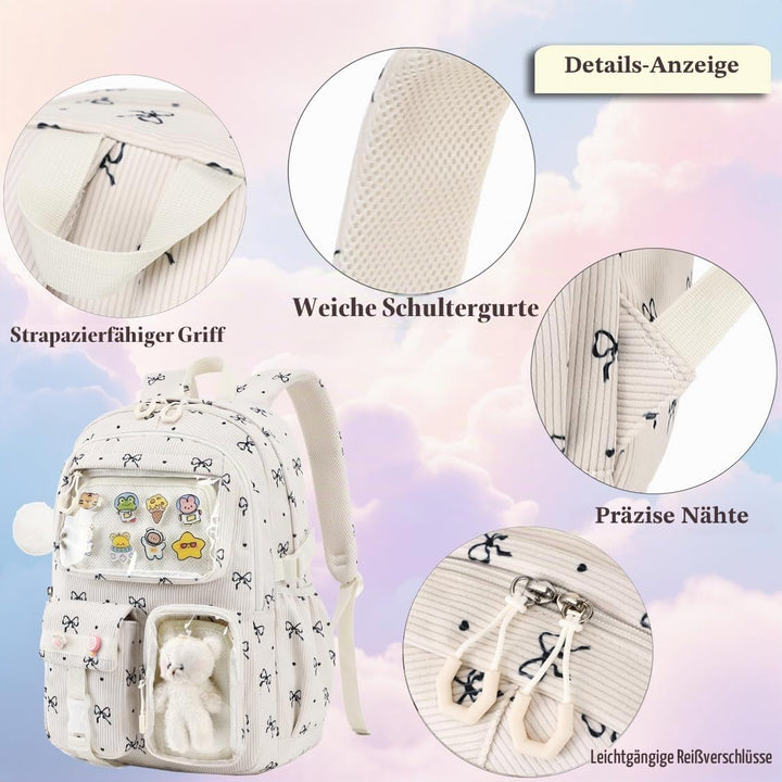 Kimwadalh Rucksack Kinder Mädchen Schulrucksäcke 3TLG. Schultaschen-Sets Grundschule Kinderrucksack