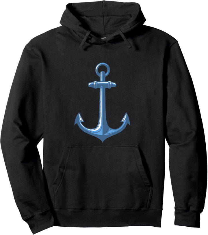 ANKER BLAU Geschenk Idee Bild Seil Spruch Küste Hafen Meer Pullover Hoodie