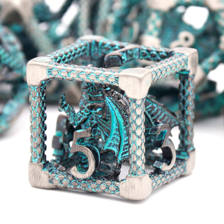DND Würfel, Metall Spielwürfel Dungeons and Dragons Würfel Set HNCCESG Hohle 3D Drachen D&amp;D Würfel P