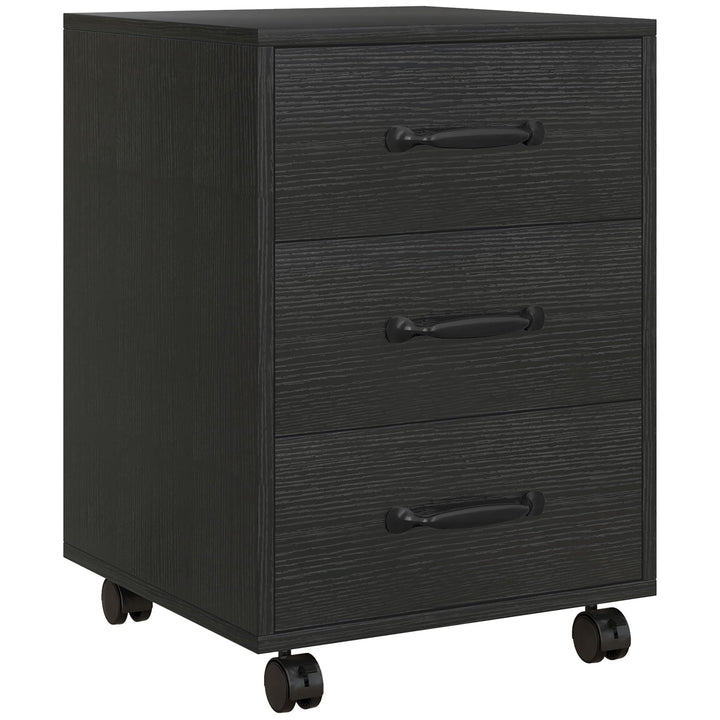 HOMCOM 3-Schubladen-Aktenschrank, Mobiler Aktenschrank für Home Office, Kleiner rollender, Druckerst