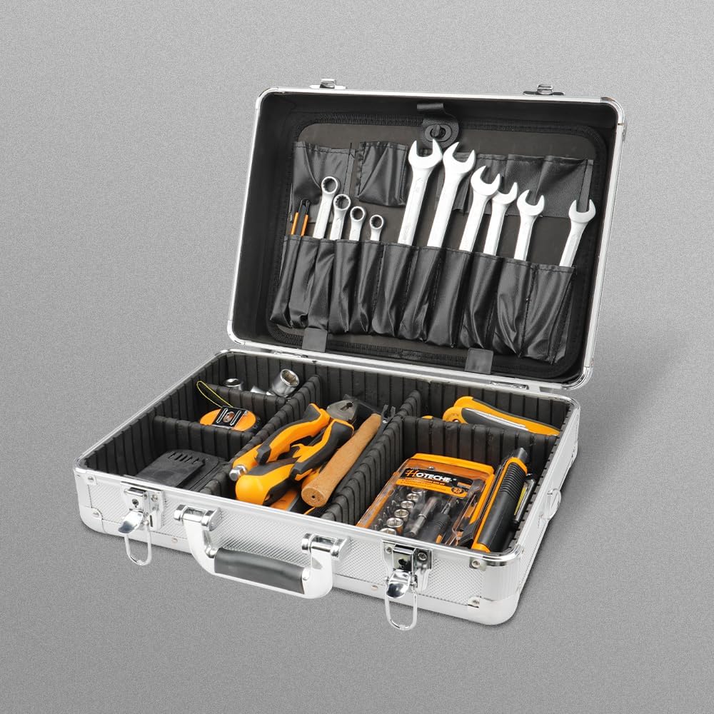 Hoteche Aluminium Werkzeugkoffer 42.5 * 30.5 * 12.5cm mit 2 Langen und 3 Kurzen Trennwänden, Werkzeu