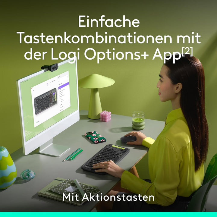 Logitech POP ICON Combo, Bluetooth-Tastatur-Maus-Set, Komfortables Tippen, programmierbare Tasten, l