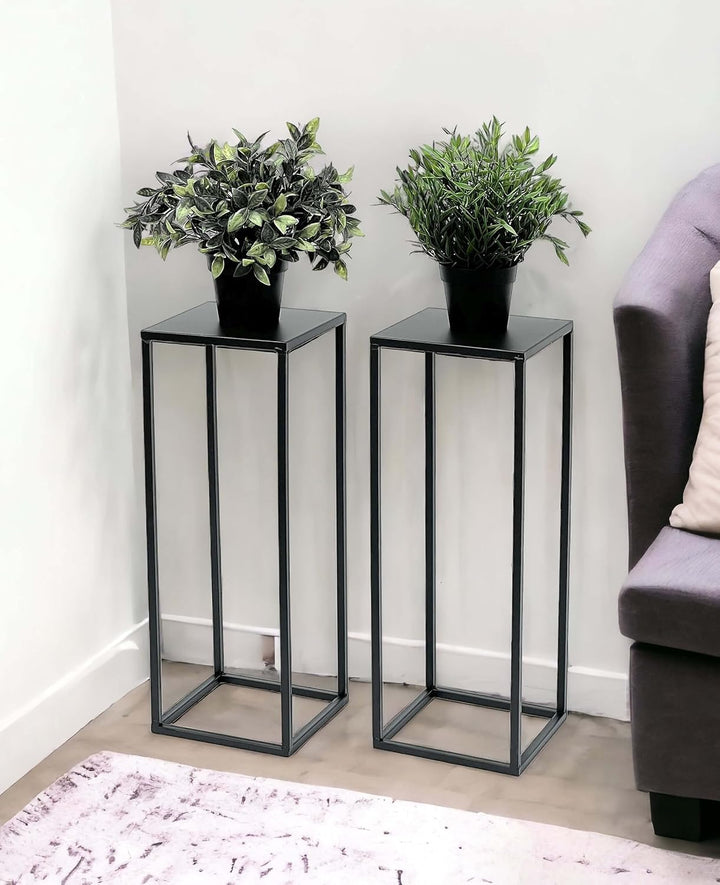 DanDiBo 2x Blumenhocker Metall Schwarz 50 cm Blumenständer 96315 S Beistelltisch Blumensäule Modern