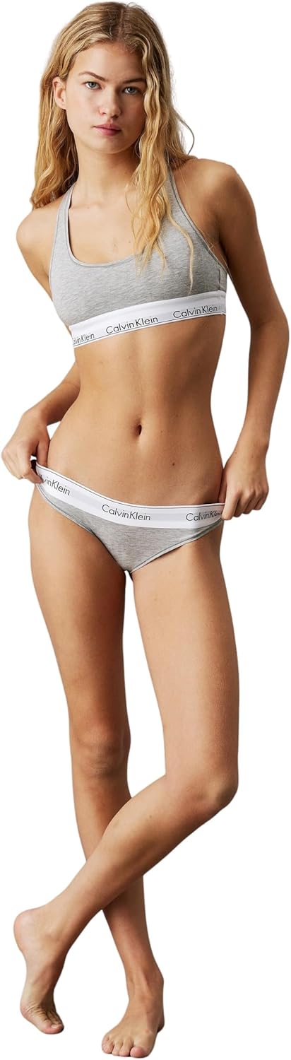 Calvin Klein Damen Slip Bikini Form Baumwolle mit Stretch S Grau (Grey Heather), S Grau (Grey Heathe