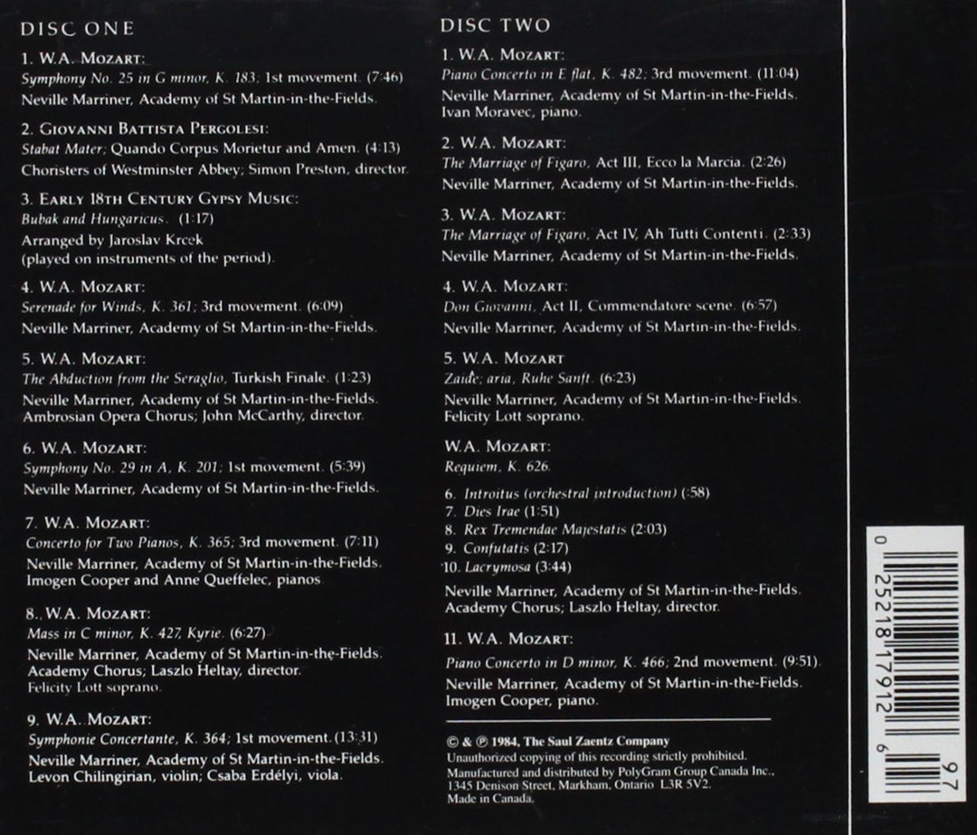 Amadeus (Original Soundtrack), Audio-CD